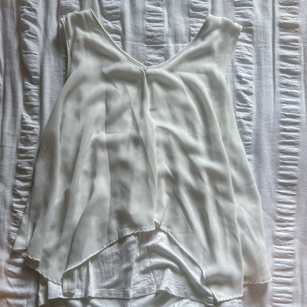 Silvergate White Layered Tank Sheer Women's Size Large